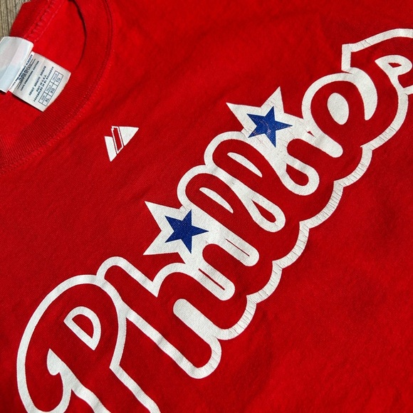 Majestic Philadelphia Phillies Chase Utley Red Baseball Jersey Tee - Picture 5 of 8